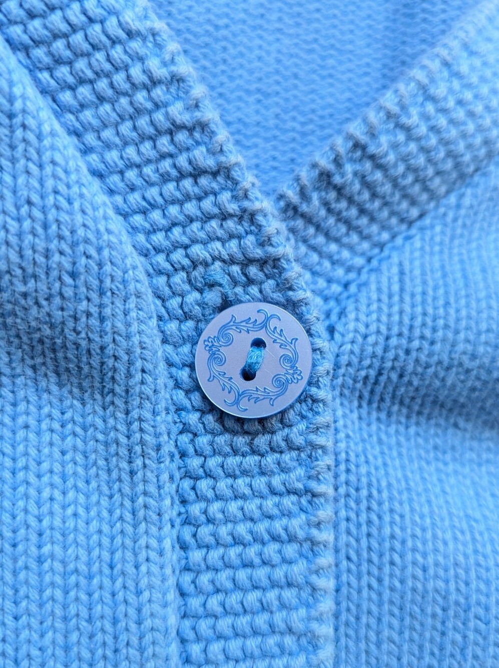 Vintage Cotton Northern Reflection Cornflower Blue Knit Cardigan - Picture 7 of 12